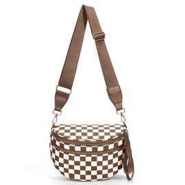 HICARRY Checkered Crossbody Purse for Women Nylon Checkerboard Bum Bags Checkered Cross Body Bags