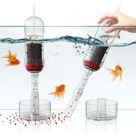 IRUZIO 2‑in‑1 Aquarium Gravel Cleaner Vacuum, Medium— Air‑Pump‑Driven, Near‑Zero Water Loss, Quiet 45‑50 dB, Fits 7‑10.6 in Water Depth (Measured from Substrate)