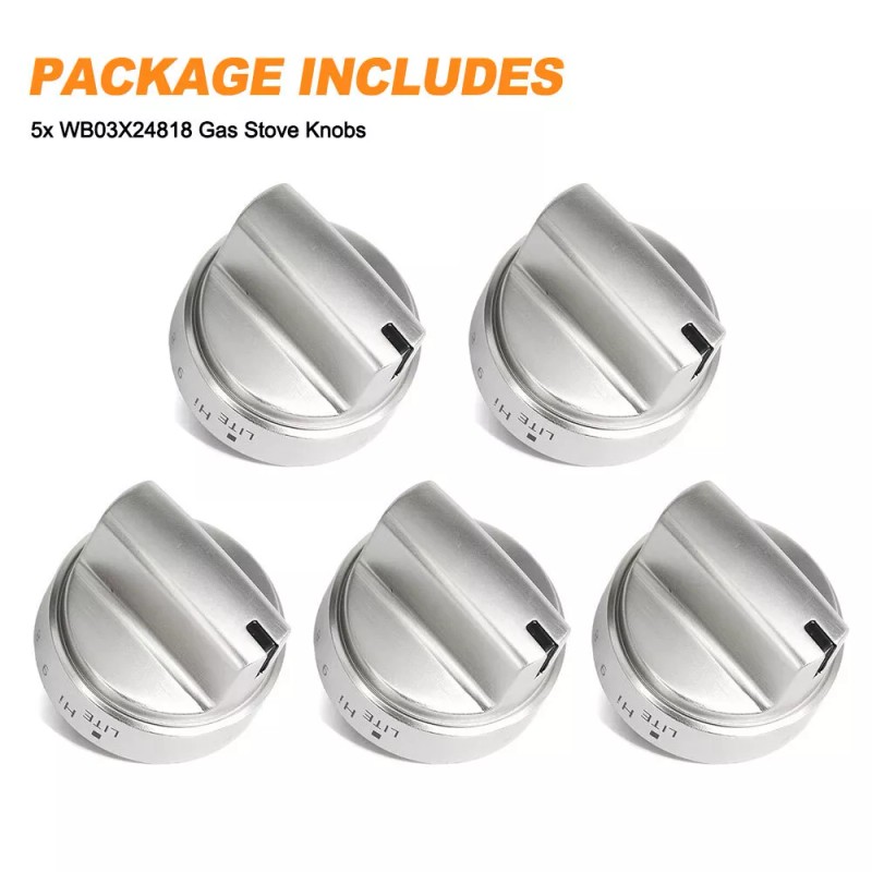 WB03X24818 5 Pcs WB03X2481 Stainless Steel Look Control Knobs for