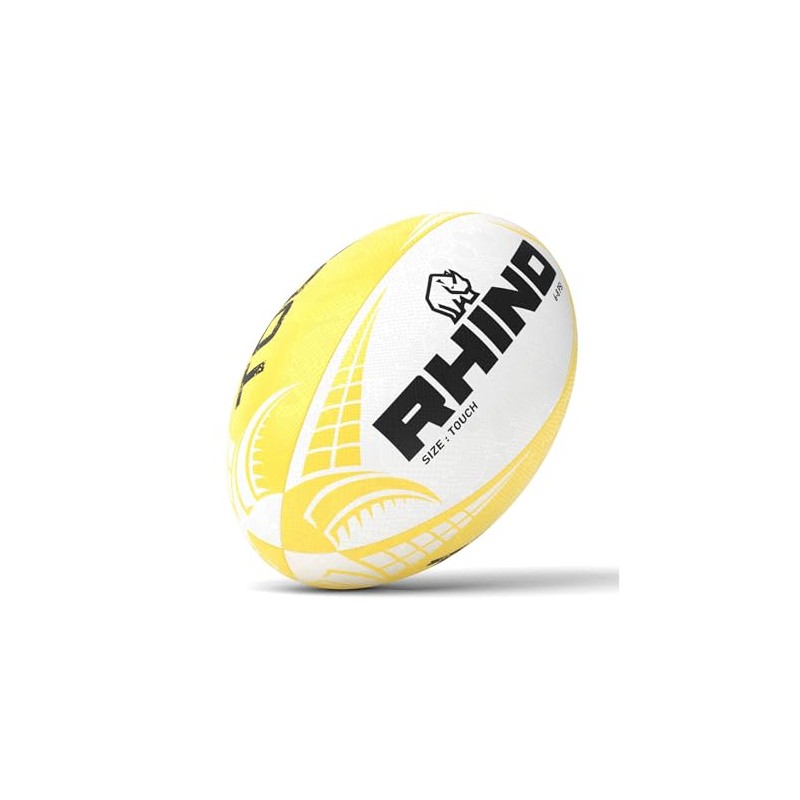 Rhino Touch Rugby Ball White/Fluo Yellow Touch
