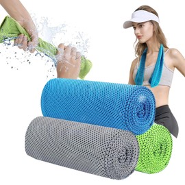 Cooling Towel, Cooling Towel, Heat Stroke Prevention, 11.8 x 39.4 inches (30 x 100 cm), Set of 3, Reusable Cool Towel, Instant Cooling Towel, Heat Stroke Prevention