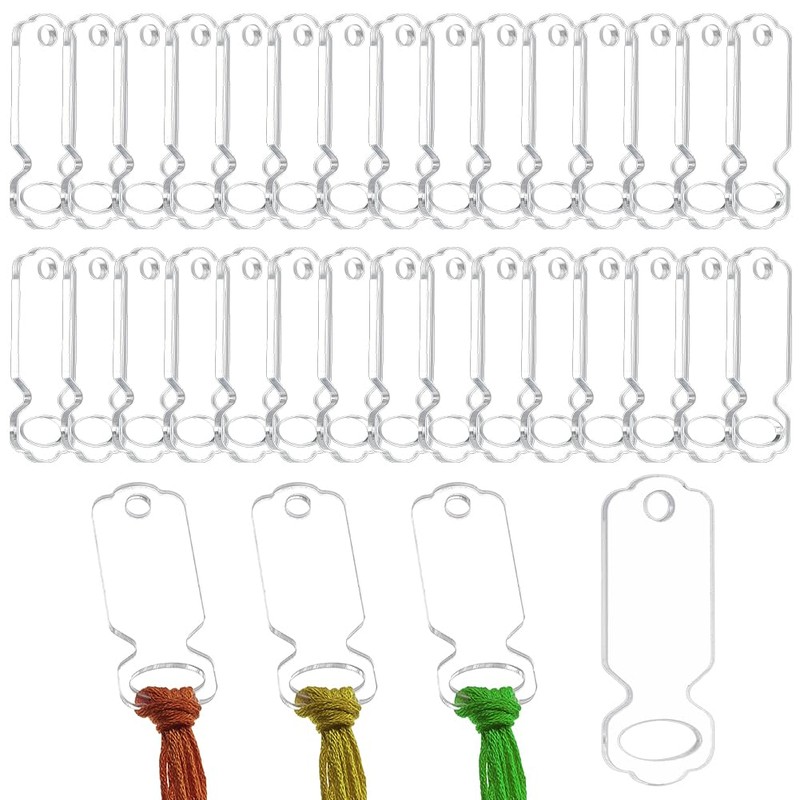 PH PandaHall 50pcs Acrylic Clear Thread Drops, Rectangle Cross Stitch