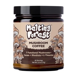 Melting Forest Mushroom Coffee, with 7 Functional Mushrooms, Cacao, Rhodiola, L-Theanine, Reishi & Lion's Mane, Stress Relieving, Focus, Cognitive Function & Mental Clarity (30 Servings)