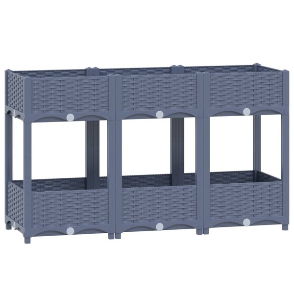 vidaXL Rectangular Raised Garden Bed in Gray - Robust Polypropylene