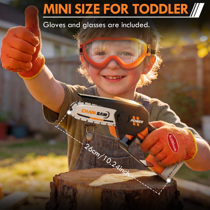 KidBloom Mini Toy Chainsaw with Sound, Kids Tools Set with
