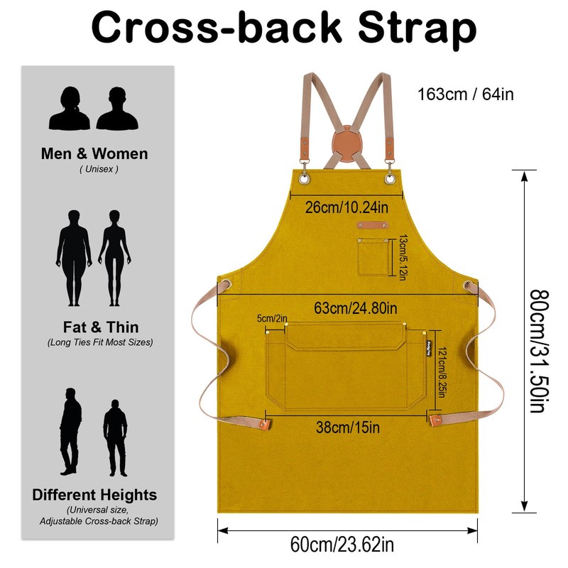 Chef Apron for Men Women with Gift Box Pack, Cross