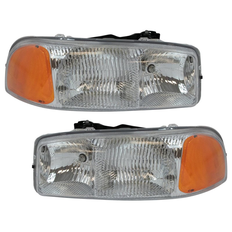 TRQ Driver and Passenger Side Headlight Assembly Set Compatible with