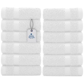 DAN RIVER Face Cloths for Washing Face, 100% Cotton Washcloths 12 Pack, Highly Absorbent Hand Towels & Wash Cloths for Body, Bathroom, Spa, Gym, (12x12 in, White)