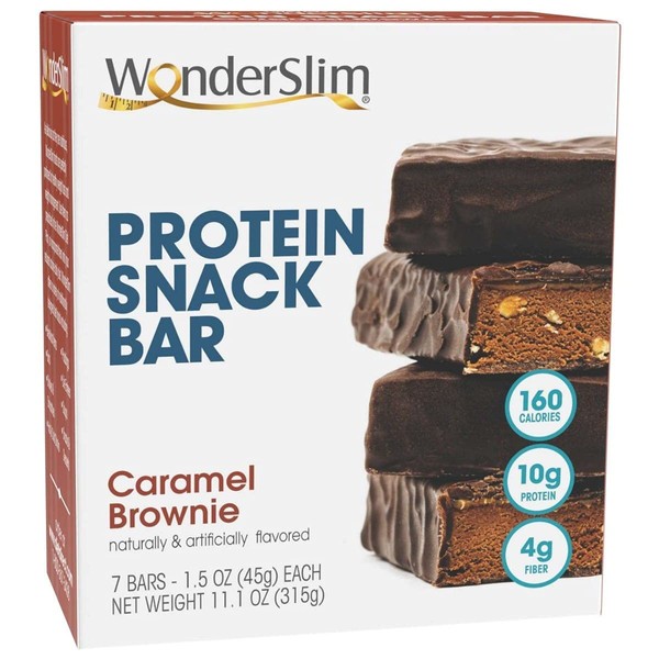 WonderSlim Protein Snack Bar, Caramel Brownie Nut, 160 Calories, 10g Protein, 4g Fiber (7ct)
