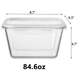 2.33QT /85oz Large Glass Food Storage Container with Airtight Locking Lid for Storing food, Vegetables, Fruits Roasting Turkey Freezer Microwave & Oven Safe Leak Proof (1)