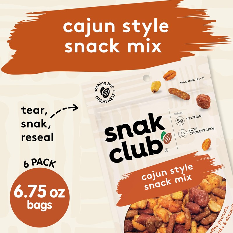 Snak Club Cajun Style Snack Mix with Hot and Spicy
