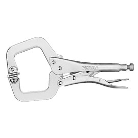 Total Tools - Pressure Clamp | 11 Inch C-Clamp | Gripper Jaw with Nut to Regulate Opening | Ideal for Holding Parts for Cutting or Welding | Silver Carbon Steel