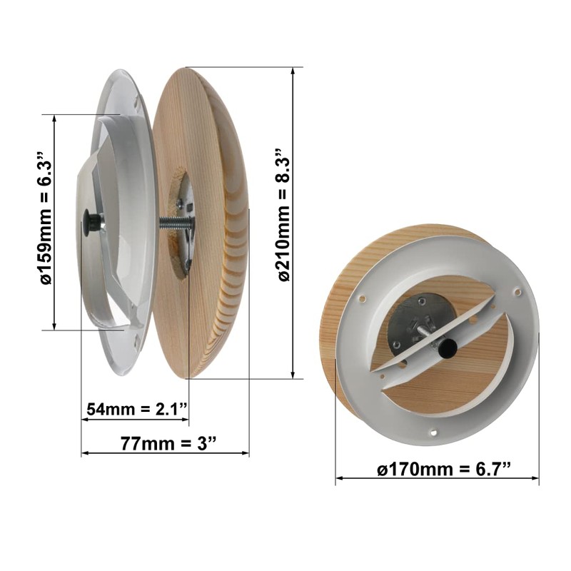 Diameter 160 mm Wooden Disc Valve Exhaust and Supply Air