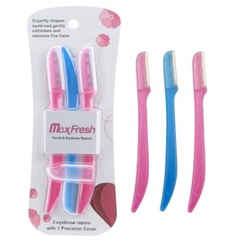 3 Pack Women Eyebrow Razor Blades for Multipurpose Exfoliating Dermaplaning Tool Trimming and Shaving Grooming with 1 Precision Cover.