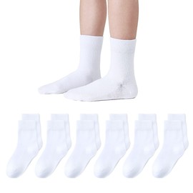 Marchare Girls Crew Socks Seamless Kids Socks Cotton School Socks White 6 Pack 3-5 Years