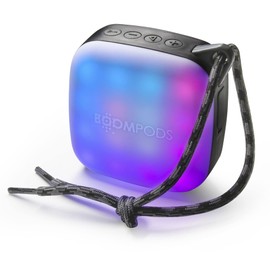 Boompods Rhythm Party Speaker - Sustainable Mini Portable Bluetooth Wireless Speaker with Lights - Made From Ocean Bound Plastics - IPX7 Waterproof, 5 Hr Playtime, Loud Travel Speakers for Outdoor