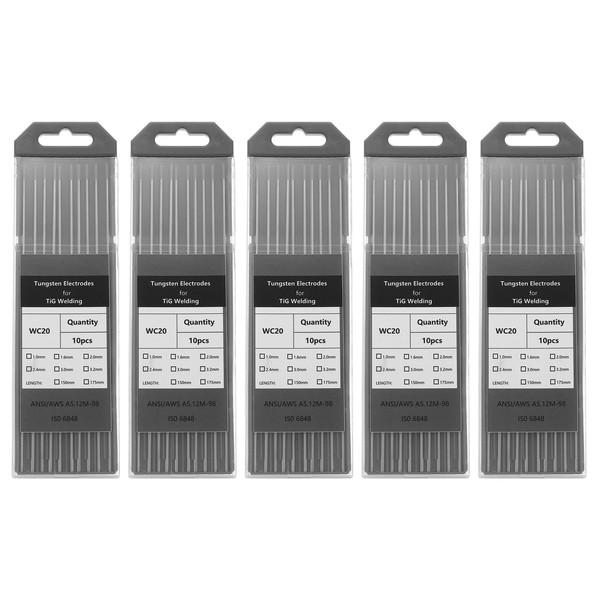 sourcing map 50pcs TIG Welding Tungsten Electrodes 3/32" x 7"