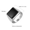 JewelryWe Men's Simple Signet Ring with Square Black Stone Polished
