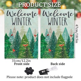 HOMMDECO Merry Christmas Garden Flag Forest Garden Flags for Outside Welcome Winter Holiday Garden Flags Burlap 12.2 * 18.5in Double Sided Yard Flag Vertical for Home Outdoor​