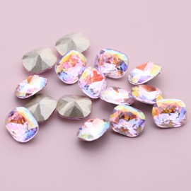 Pink K9 Glass Nail Rhinestones,BORNBYME Big Large Rhinestones 15PCS 10 * 8mm Square Shape for Nails Decoration Gemstones Nail Charms