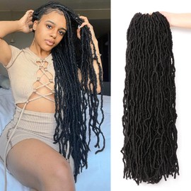 8 Packs Faux Locs Crochet Hair Extensions for Black Women Soft Locs Crochet Braids Hair Extensions Braiding Hair (#1B, 24Inch (Pack of 8))