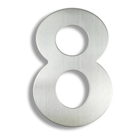 HASWARE Modern House Number Brushed Stainless Steel Stylish Door Alphabet Plaque Street Home Decor (6 Inch Silver, Number 8)