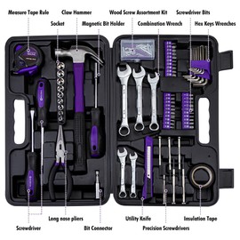 CARTMAN 148-Piece Automotive and Household Tool Set Perfect for Car Enthusiasts and DIY Home Repairs Purple