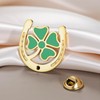 TEAMER Horseshoe Four Leaf Clover Brooch Pins Irish Good Luck