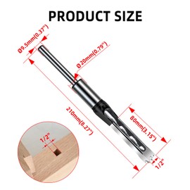 1Pcs Wood Square Mortise Hole Mortise Hole Rectangular Slot Drill Bit 1/2 Inch Wood Woodworking Drill Bit