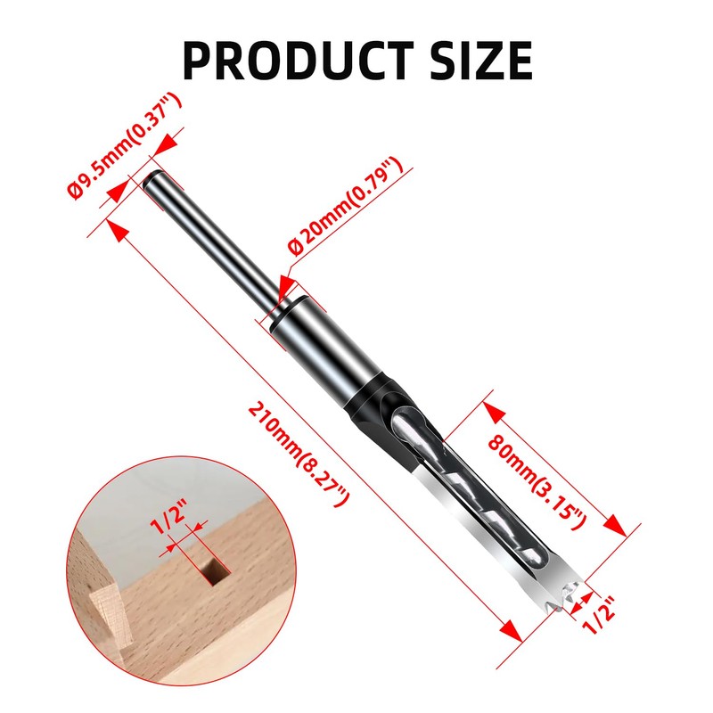 1Pcs Wood Square Mortise Hole Mortise Hole Rectangular Slot Drill