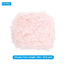 PATIKIL 33yds Fluffy Yarn, 4 Skeins Fuzzy Yarn Faux Fur Yarn Crochet Soft Polyester Plush Fur Eyelash for Crocheting Knit Blanket Rug Sweater Scarf Hat Bear Craft, Pink