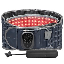 HONGJING Cinturón De Descompresión Con Luz Roja Y Bomba Eléctrica Para El Dolor Lumbar, Soporte Lumbar Inflable Con Calefacción Inalámbrica, Talla Única Para Cinturas De 29 A 49 ".