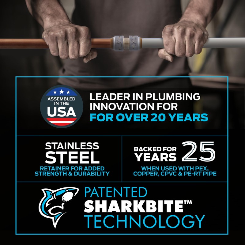 SharkBite Max 1/2 Inch Water Hammer Arrestor, Push-to-Connect Brass Plumbing