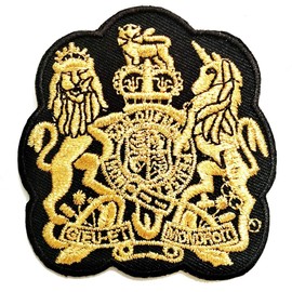 PP Patch Gold Lion Unicorn Royal Crown Crest Coat of arms Cartoon Iron On Patches Sticker Embroidery Badges for Sewing Kids Clothing Backpacks T-Shirt Jeans Hat Bag Reward Gift