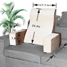 BooYeeXY Reading Pillow for Sitting in Bed Adult, Back Pillow for Bed Sitting Up, Bed Chair Pillow for Reading, Gaming, Watching TV in Bed or Floor 24.4" (Beige + Brown)