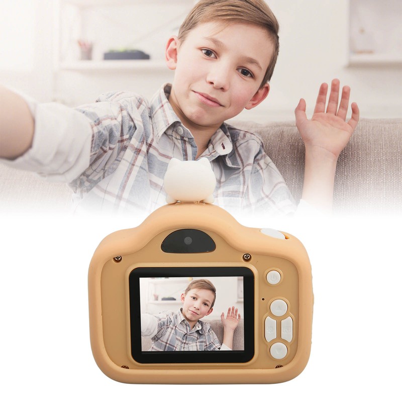 Kids Digital Camera Khaki 40MP HD Dual Camera Children's Cartoon