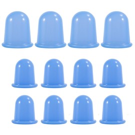 Silicone Squeeze Cupping Set, 12 Pack 2 Sizes Vacuum Suction Cupping Cups for Body Massage, Fascia Release, Cellulite Treatment, Post Workout Muscle Relaxation, Blue