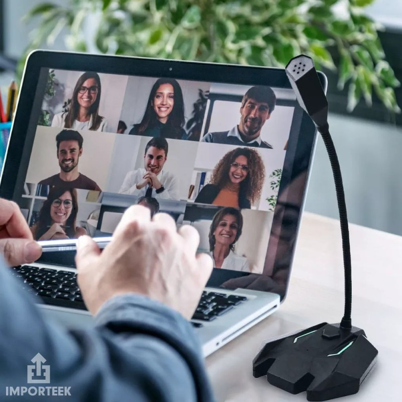 Importeek Microfono Usb Alambrico Pc Laptop Computadora Gamer Luz Led