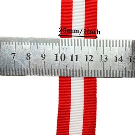 1 Inch Width Grosgrain Stripes Ribbon American Flag Patriotic Ribbon for Independence Day Party Decoration 50 Yards (Red White and Red)