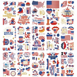 120Pcs 4th of July Tattoos - 15Sheet Fourth of July Tattoos Temporary for Kids,USA American Flag Patriotic Tattoo,Red White and Blue Independence/Memorial/Labor Day Decorations Accessories