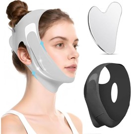 3 PCS Faja Papada, Lifting de Cara Correa, Correa Adelgazante Facial Reutilizable, Con Gua Sha Herramientas, Reafirmar y Remodelar el Rostro, Se Puede