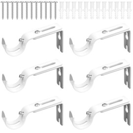 Oualhoo - Soporte para barra de cortina blanco, soportes para barras de cortina, soporte para barra de hasta 1 pulgada con soportes de pared y tornillos, 6 unidades