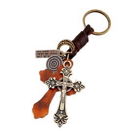 White Fang AZ103 Keychain, Stylish, Keyring, Cross, Cross, Retro, Charm, Miscellaneous Goods, Men's, Crucifix