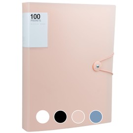 A4 Display Folder with Plastic Sleeves, 100 Pockets A4 Presentation Folders with Plastic Sleeves, Folders with Plastic Pockets, A4 Pocket Folder, Pink