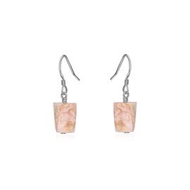 Pink Peruvian Opal Raw Nugget Earrings in Stainless Steel
