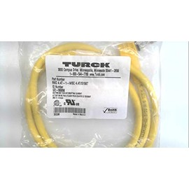 TURCK RKC 4.4T-1-WSC 4.4T/S1587 1 METER LENGTH, 4 WIRE, CORDSET, DOUBLE ENDED, M12 EUROFAST, MEDIUM PLUG BODY, NICKEL PLATED BRASS COUPLING, NO LEDS, RIGHT ANGLE MALE CONNECTOR, STRAIGHT FEMALE CONNEC
