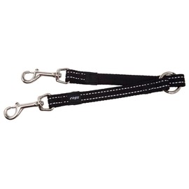Rogz Classic Dual Use Double Split Dog Lead with Reflective Stitching Black Medium
