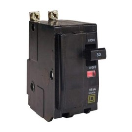 Square D QOB220 Miniature Circuit Breaker, 240 VAC/48 VDC, 20 A, 10 kA Interrupt, 2 Poles, Thermal Magnetic Trip