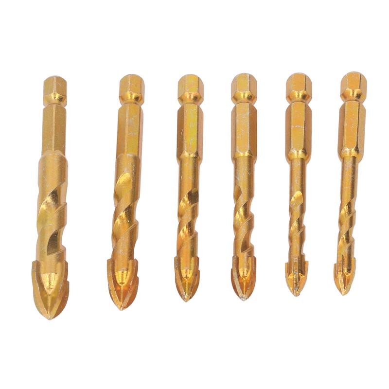 6Pcs Cross Spearhead Drill Bit Carbide Hex Shank Drilling Tool