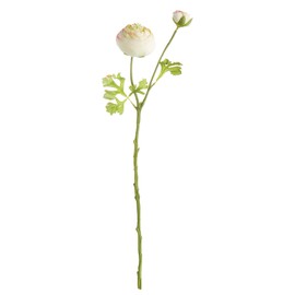 Napa Home & Garden 21" White Ranunculus Decorative Faux Artificial Floral Flowers Greenery Pick Stem Home Living Room Kitchen Dinner Dining Room Vase Centerpiece Decor Decoration Green